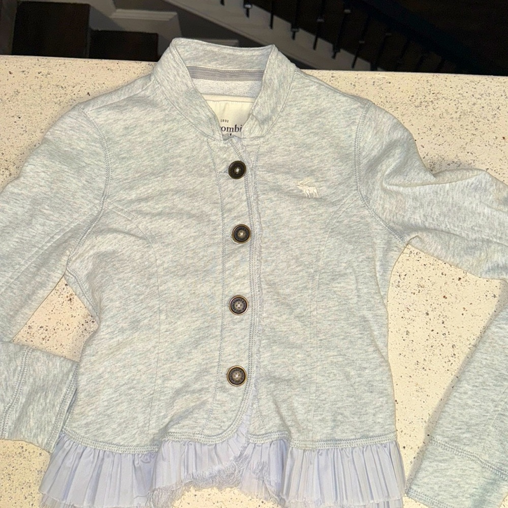 Abercrombie & Fitch Light Heather Gray Button-Front Girls Jacket